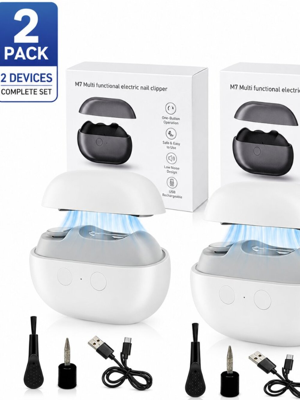 Automatic Electric Nail Clipper & Trimmer with LED Light & Debris Storage - For